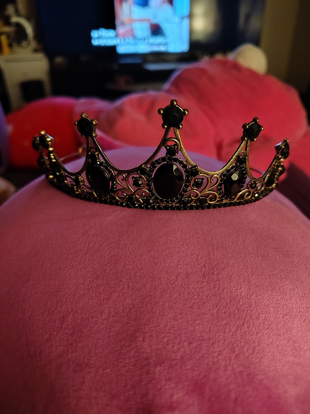 Black Gemstone Filigree Tiara Crown - Women Accessories